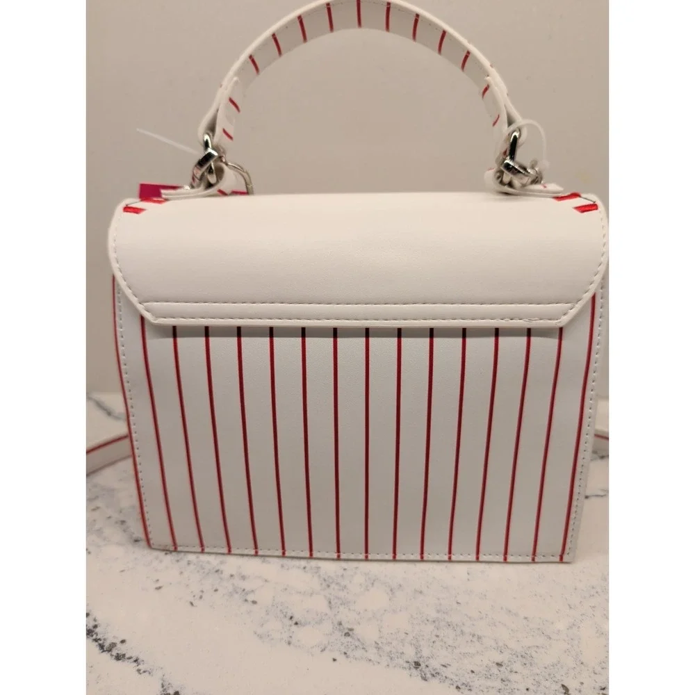 Betsey Johnson White & Red Baseball Theme Crossbody Top-Handle Bag NWT